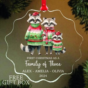First Christmas as a Family of Three Ornament, Family of Three, Ornament for Family, Family Christmas Ornament, Animal Ornament