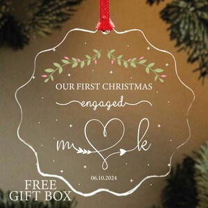 Personalized Engaged Ornament, Custom Engagement Ornament, Engagement Gift, First Christmas Engaged, Engagement Announcement