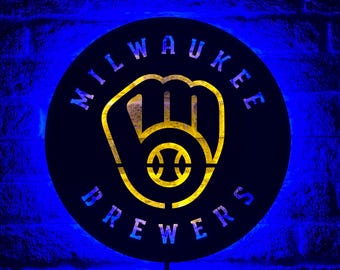 Milwaukee Brewers led-bord, Milwaukee Brewers kunst aan de muur, Brewers wandbord, Milwaukee Brewers led decor, Brewers cadeau, Brewers Wall Ligh