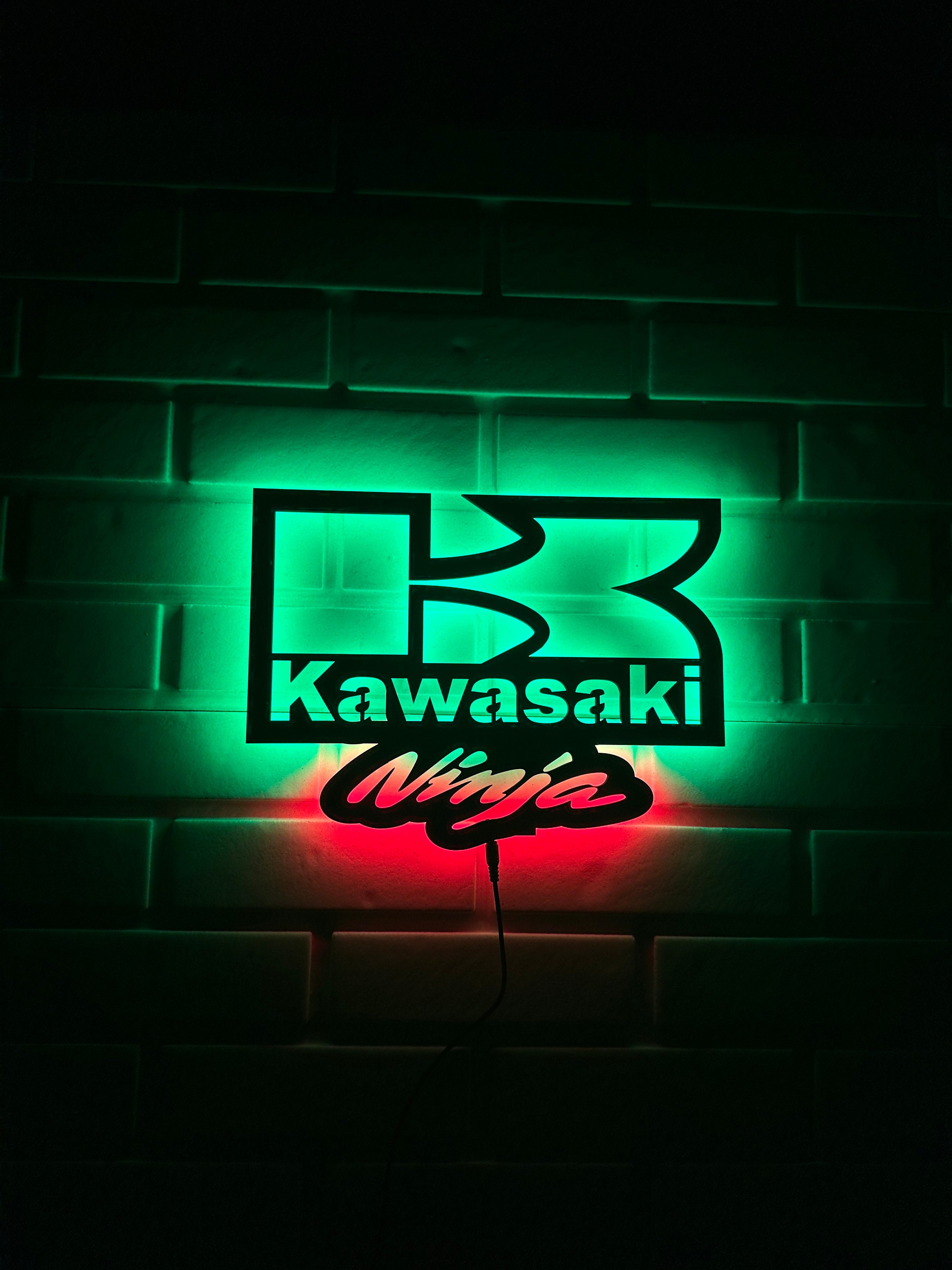 Kawasaki Ninja Led Sign, Kawasaki Ninja Wall Art, Kawasaki Wall