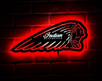 Indian Motorcycle LED Sign, Indian Motorcycle Wall Art, Indian Motorcycle Wall Sign, Indian Motorcycle Wall Decor, Indian Motorcycle Sign