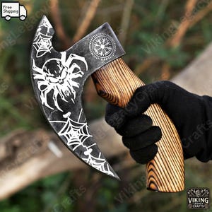 Custom Gift Hand Forged Damascus Steel Pizza Axe, Viking Pizza Cutter, Viking Pizza Axe For Fathers Day Gift, Medieval Larp Throwing Axe.