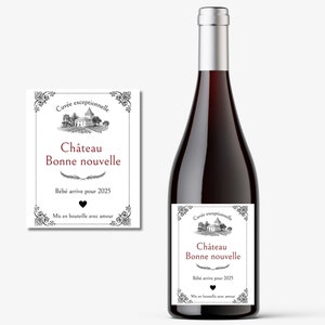 Etiquette vin/champagne annonce grossesse - Personnalisable mois de naissance