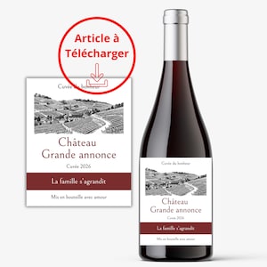 Download digital - Rótulo de anúncio de gravidez de vinho/champanhe - Bebê para 2026