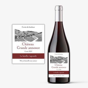 Etiqueta de vino/champán que anuncia el embarazo - Mes de nacimiento personalizable