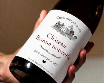 Etiquette vin/champagne annonce grossesse - Mois de naissance