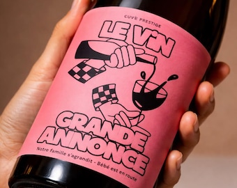 Etiquette vin/champagne annonce grossesse Rose - Vin grande Annonce