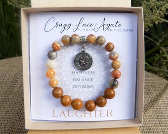 Crazy Lace Agate Inspirit Energy Bracelet - LAUGHTER