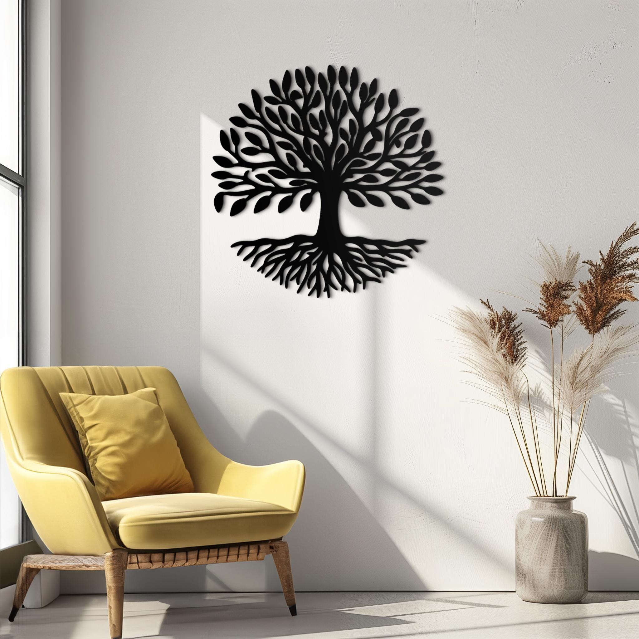 Tree of Life Metal Wall Art – Circular Black Metal Decor – Intricate ...