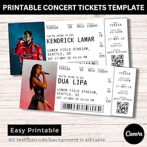 Bearbeitbare Konzertkarte Vorlage Überraschungsgeschenk Benutzerdefinierte Konzertkarte DIY Ticketvorlage Geburtstagsgeschenk Benutzerdefiniertes Ereigniskartengeschenk für Sie / Ihn