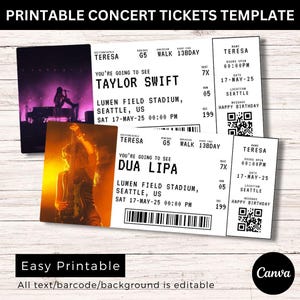 Editable Concert Ticket Template Surprise Gift Custom Concert Ticket DIY Ticket Template Birthday Gift Custom Event Ticket Gift for her/him