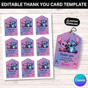 Étiquette de cadeau de fête d'anniversaire de point, étiquettes de remerciement numériques Bday, étiquettes de remerciement modifiables Bday, point d'invitation à une fête, étiquette cadeau fête d'enfants