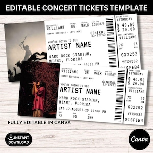 Editable Concert Ticket Template, Custom Concert Ticket Gift, Concert Ticket Template, Surprise Concert Tickets, DIY Event Gift for her/him