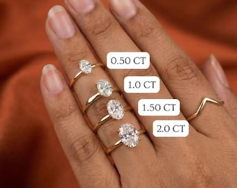 Lab Grown Oval Diamond Engagement Ring, Lab Diamond Solitaire Ring For Anniversaty Gift, 14K Solid Gold Minimalist Ring, Bridal Gift For Her