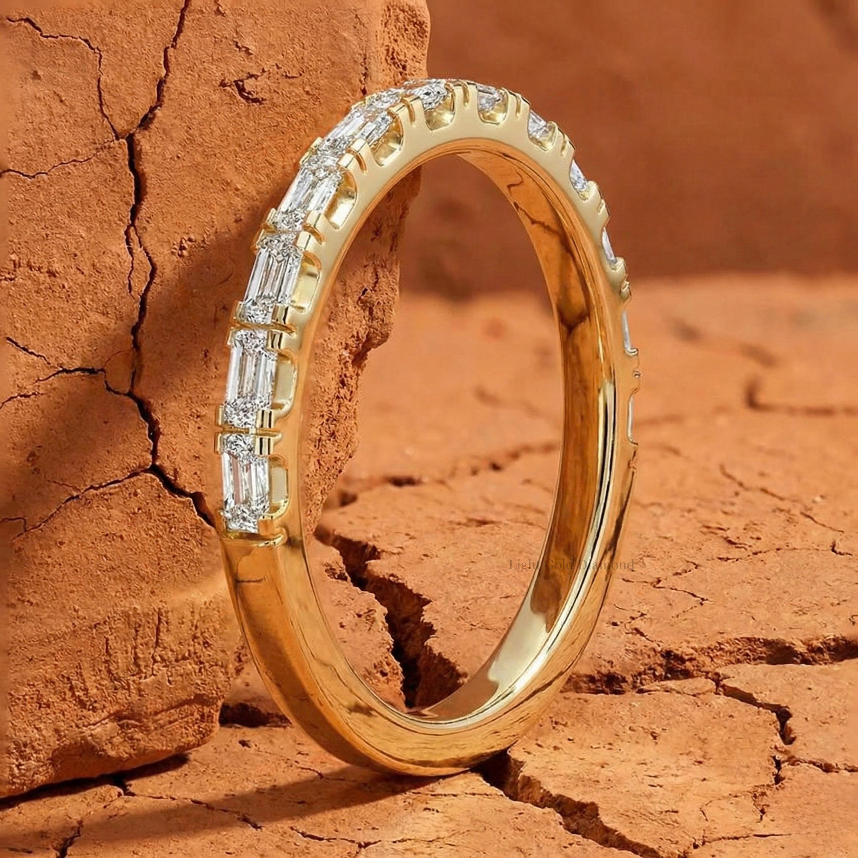 Baguette Cut Lab Grown Diamond Wedding Band for Her, Baguette Diamond ...