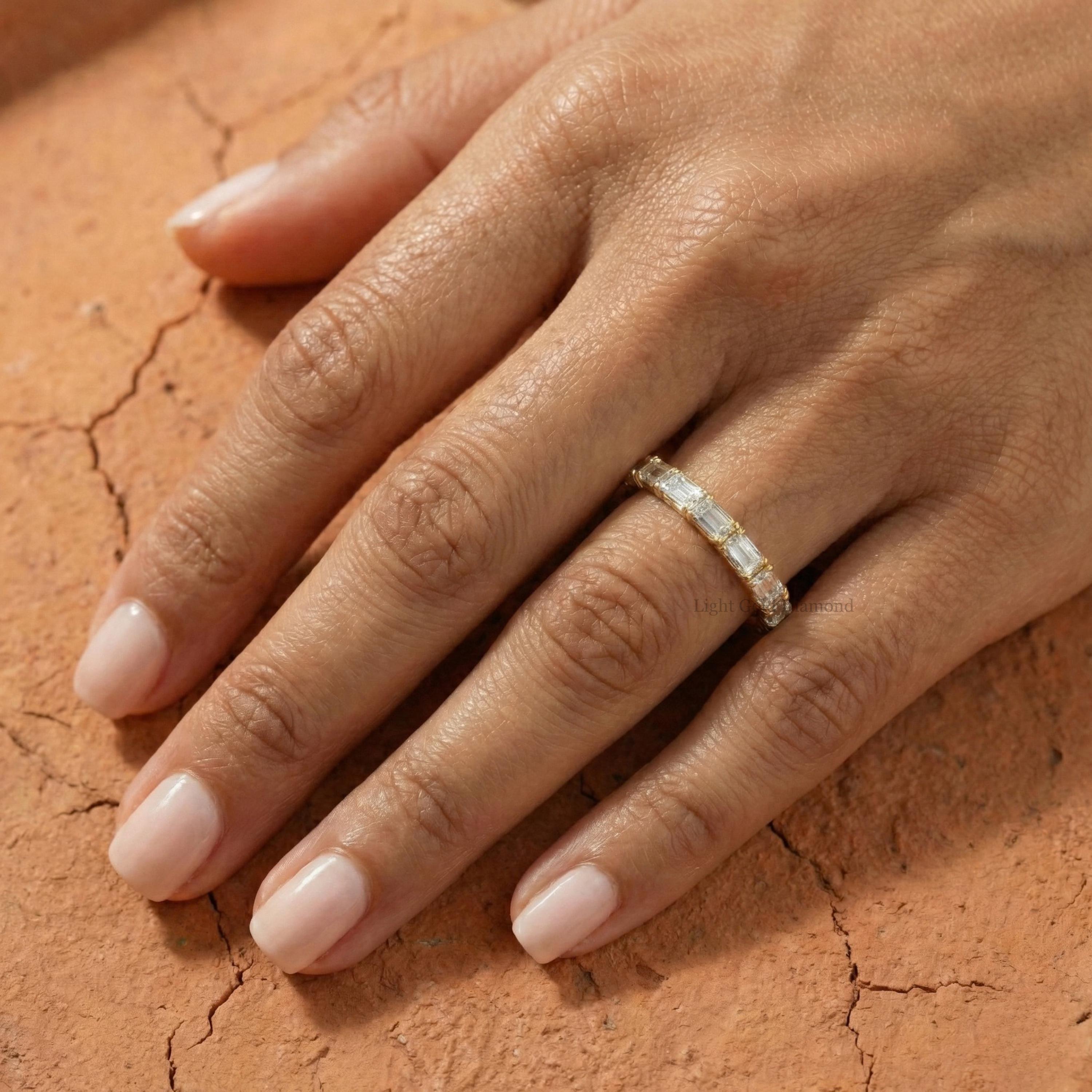 Baguette Cut Lab Grown Diamond Wedding Band for Her, Baguette Diamond ...