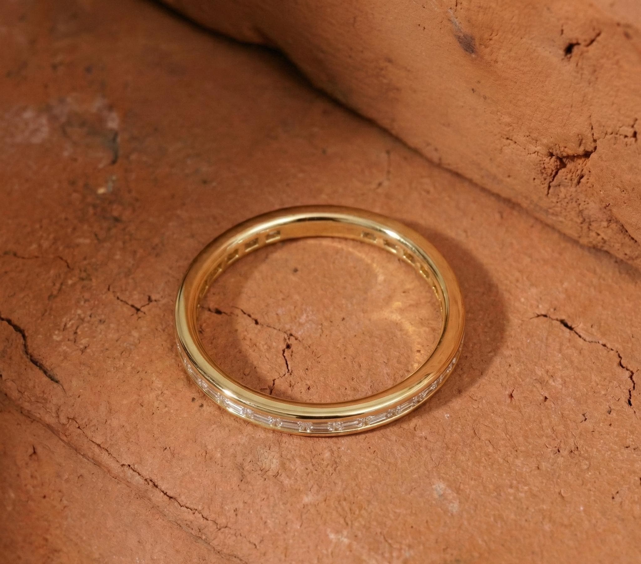 Baguette Cut Lab Grown Diamond Channel Set Band, 14k Solid Gold ...