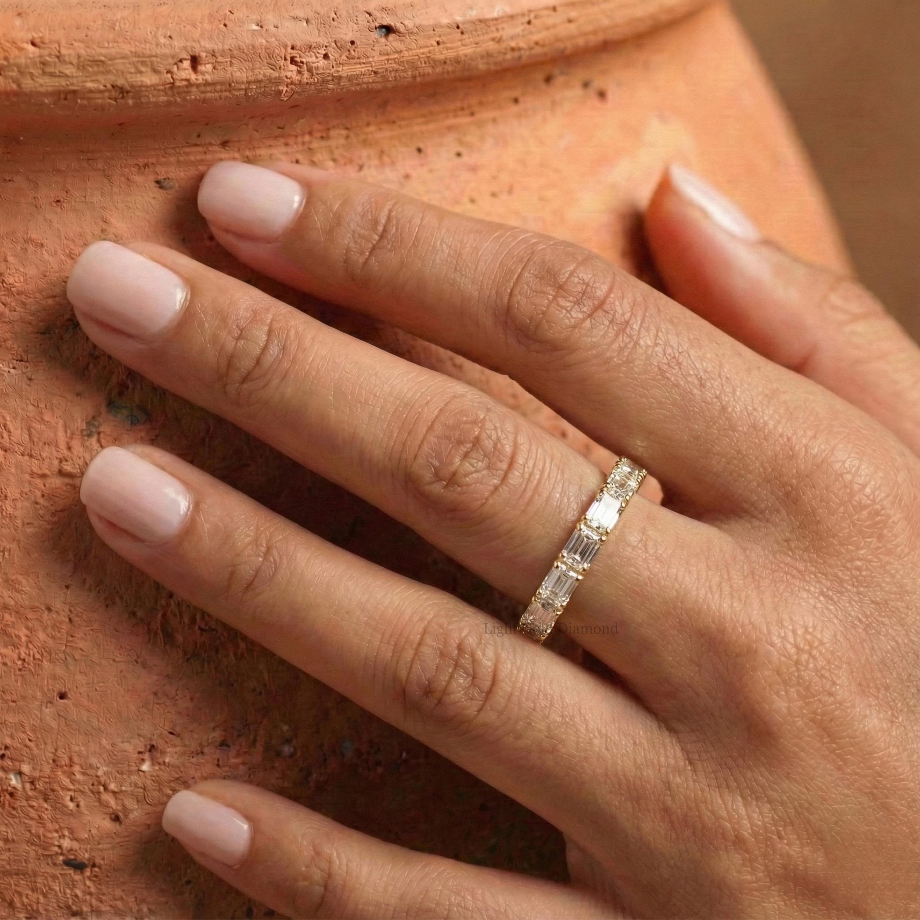 Baguette Cut Lab Grown Diamond Wedding Band for Her, Baguette Diamond ...