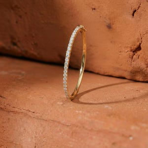 Round Cut Lab Grown Diamond Bangle Bracelet, IGI certified Lab Diamond Bracelet For Wedding Gift, 14K Solid Gold Round Cut Bracelet For Gift