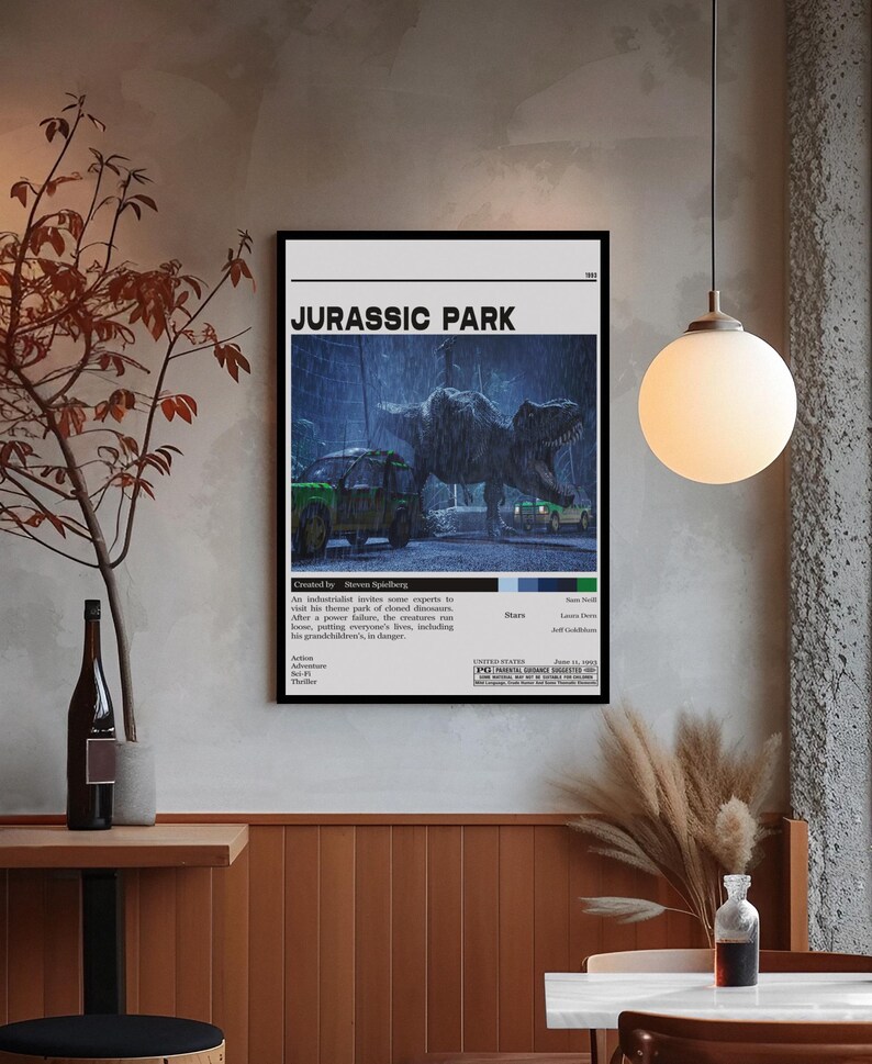 Jurassic Park Movie Poster ,steven Spielberg , Minimalist Movie Poster , Vintage Retro Home ...