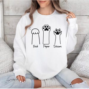 Rock Paper Scissors Paw Sweatshirt, rock paper scissors, rock paper scissors cat, rock, paper, scissors, paw shirt, Comfort Colors, dog cat