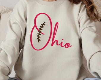 Bluza z nadrukiem drużyny futbolowej Ohio, prezent na dzień meczu, koszulka z napisem Ohio, prezent na koszulkę Ohio State Buckeyes, grafika z napisem Ohio State, prezent dla kibica drużyny futbolowej Ohio