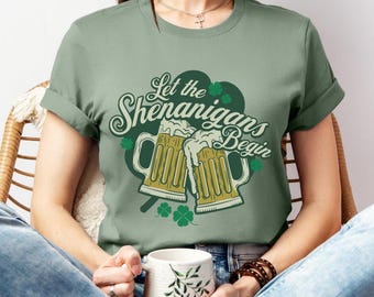 St Patricks Day Shirt Funny St Paddys Day T Shirt Lucky Irish Drinking Tee Shamrock Beer Shirt March 17 Outfit Shenanigans Green Tshirt
