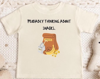 Probably thinking about snacks baby tee baby funny shirt thinking about snacks baby food t-shirt snackinator baby snacks, baby t-shirt