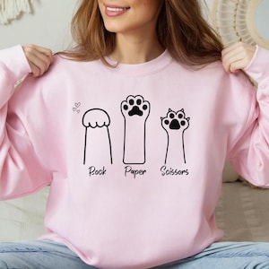 Rock Paper Scissors Sweatshirt, paw print sweater, rock paper scissors, rock paper scissors cat, rock, paper, scissors, paw shirt, dog cat