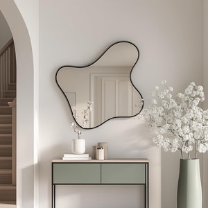 Custom Modern Organic Shape Wall Mirror, Asymmetrical Mirror, Unique Home Decor, Irregular Mirror, Aesthetic Mirror Wall Decor Luxury Mirror