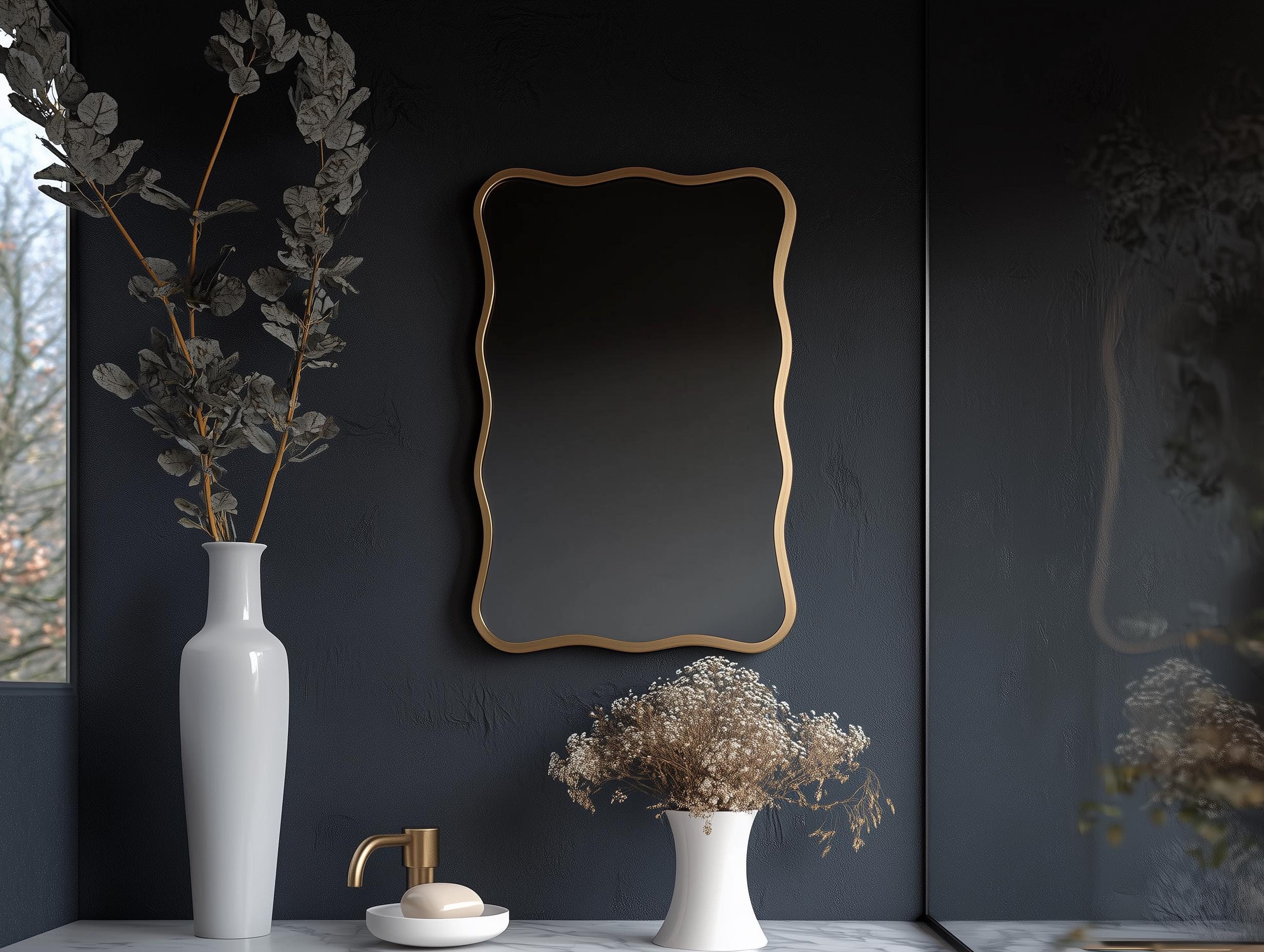 Asymmetrical Wall Mirror: Wavy Edge, Modern Vanity Decor - Etsy