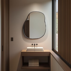 Asymmetrical Wall Mirror: Organic Shape, Minimalist Decor