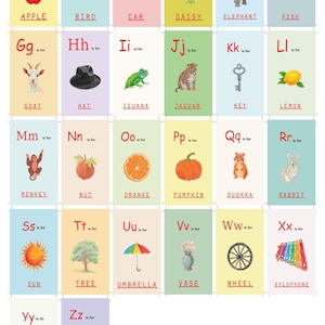 Cartes imprimables alphabet et nombres pour enfants - PDF éducatifs 1-9 et de A à Z - Cartes d'apprentissage préscolaire - Téléchargement instantané