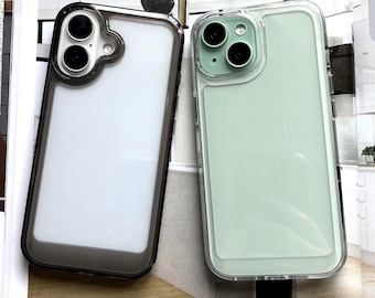 Custodia trasparente antiurto per iPhone: cornice nera o bianca
