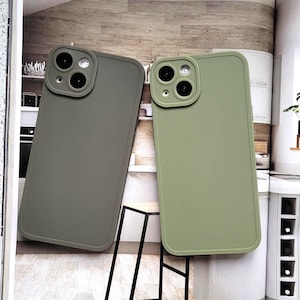 Minimalist Matte iPhone Case: Dark Grey or Olive Green, Slim Protective Cover