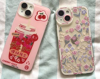 Custodia per iPhone Kawaii con fiori di ciliegio: design floreale in stile anime giapponese