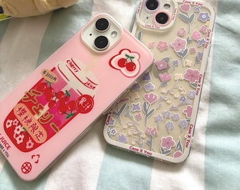 Kawaii Cherry Blossom iPhone Case: Japanese Anime Floral Design