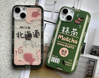 Apple Shein Anime Phone Case Japanese Kawaii Anime Drawing Matcha