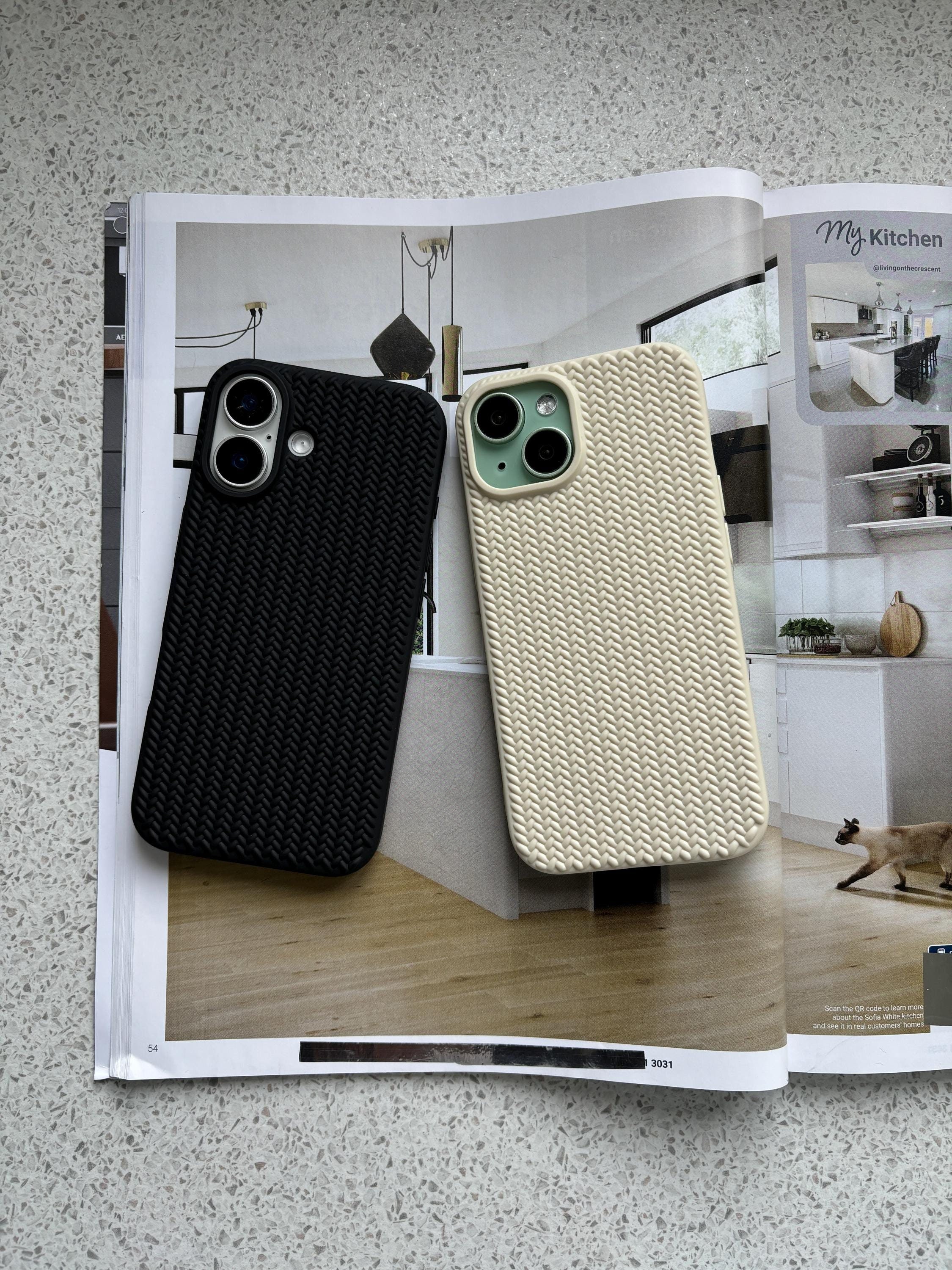 Best Seller Minimalist Matte Woven Tea White Black Matte Phone Cases for iPhone 16 15 14 13 12 11 Pro 15 Pro Max 15 Pro 16 Pro