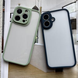 Best Seller Minimalista Verde Chiaro Blu Navy Cornici Trasparente Custodie per Telefono per iPhone 16 15 14 13 12 11 Pro 15 Pro Max 16 Pro