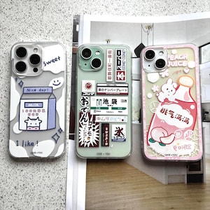 Kawaii Anime Rabbit & Purple Cow iPhone Case: Japanese Art
