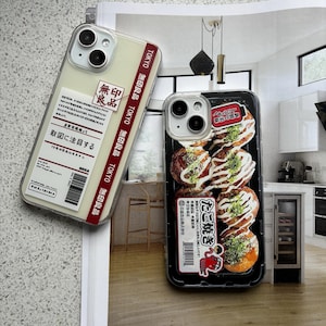 Dessin animé japonais kawaii snack japonais Takoyaki Tokyo rouge coque de téléphone pour iPhone 16 15 14 13 12 11 Pro 15 Pro Max 15 Pro 16 Pro 16 Plus