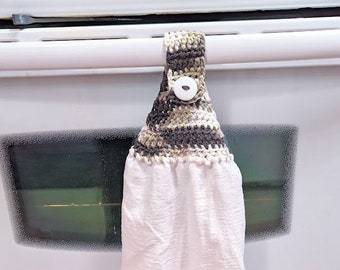 Oven Towel - Chocolate Milk - kitchen towel - crochet top towel - fridge towel - flour sack towel - housewarming gift