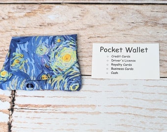 Pocket Wallet - Starry Night - mini wallet - handmade wallet - festival wallet - art wallet