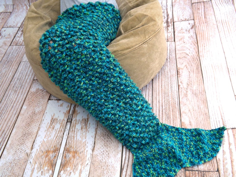 CROCHET PATTERN Mermaid Blanket Child Sized Lap Blanket lap afghan pattern crocodile stitch pattern snuggle blanket DIY Pattern image 2