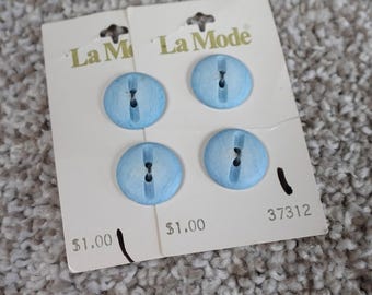 4 Vintage La Mode Blue Buttons 19mm 3/4 Inch Round Textured Holland 37312
