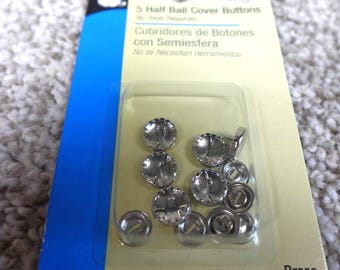 Dritz 5 Half Ball Cover Buttons Size 18 7/16 Inch 1.1cm Brass 213-18