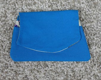 Handmade Blue Fabric Pocket Wallet White Dove Religious Interior Snap Closure