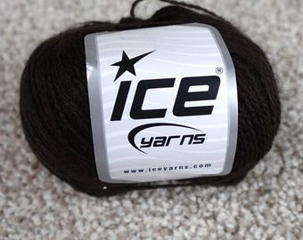 Ice Yarns Ande Alpaca Blend Dark Brown Fine Weight 2 Knitting Yarn 50g 350m