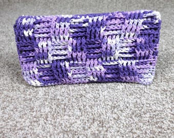 Handmade Purple Variegated Crochet Reusable Mop Cover Basketweave Cotton Swiffer